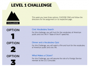 example of level 1 challenge menu