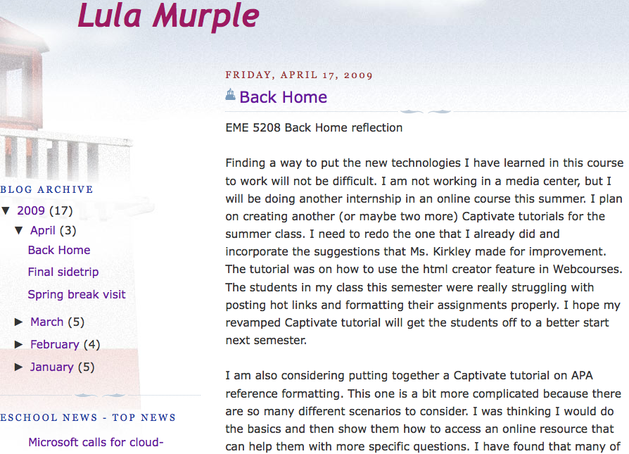 One student blog from Ms. Kirkley's class