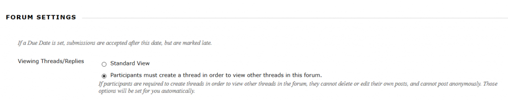 The Forum Settings in Blackboard 