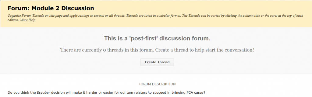 The post-first setting before creating a thread